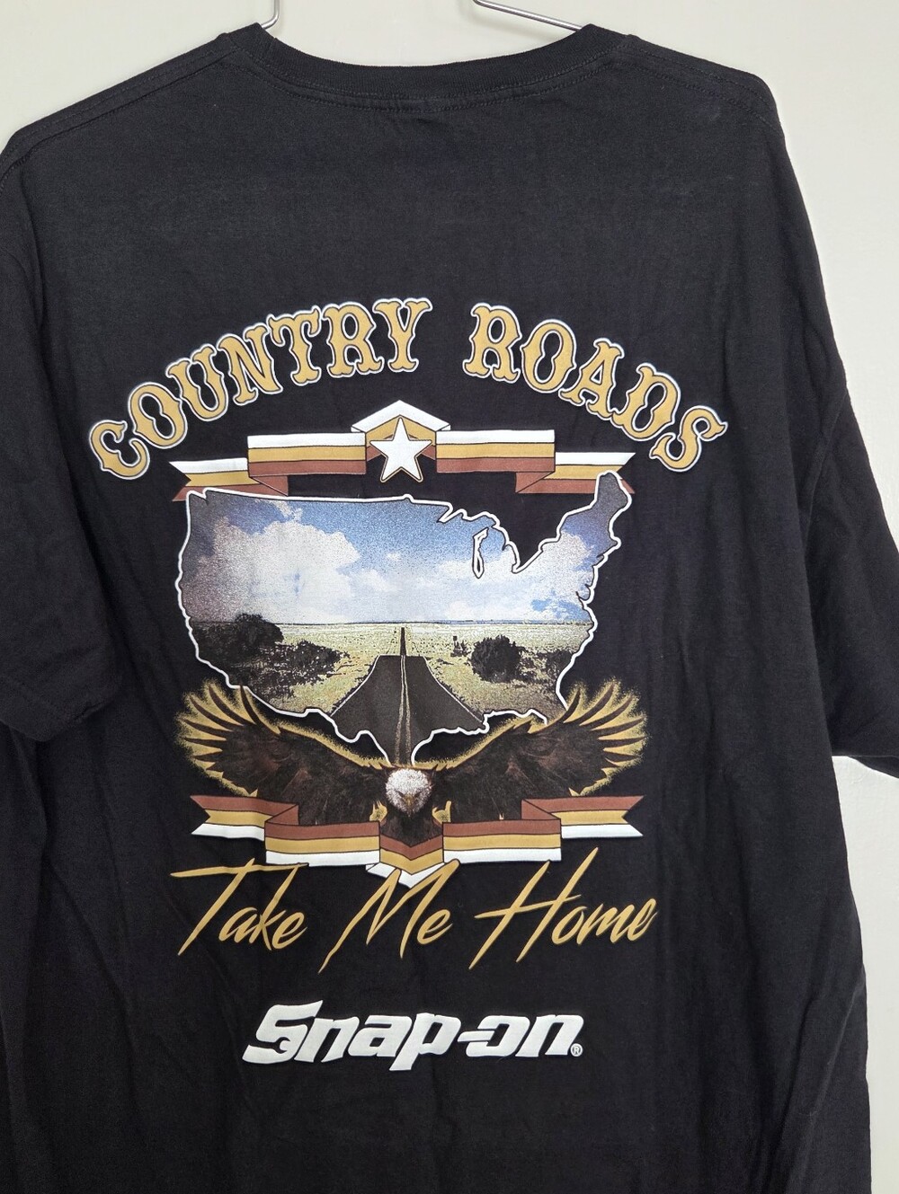 Snap-on Tools Take Me Home T-Shirt XL Black Graphic Tee Bald Eagle Country Roads